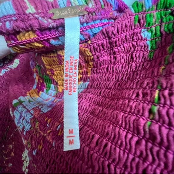 Free People Morning Glory Floral Maxi Dress Earth Red Smocked Handkerchief M - Picture 12 of 14